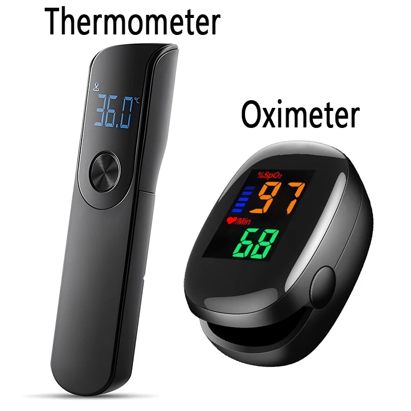Digital Thermometer Infrared - 医療用温度計 赤外線体温計 額用デジタル非接触体温計または指先血中酸素飽和度測定器 LED