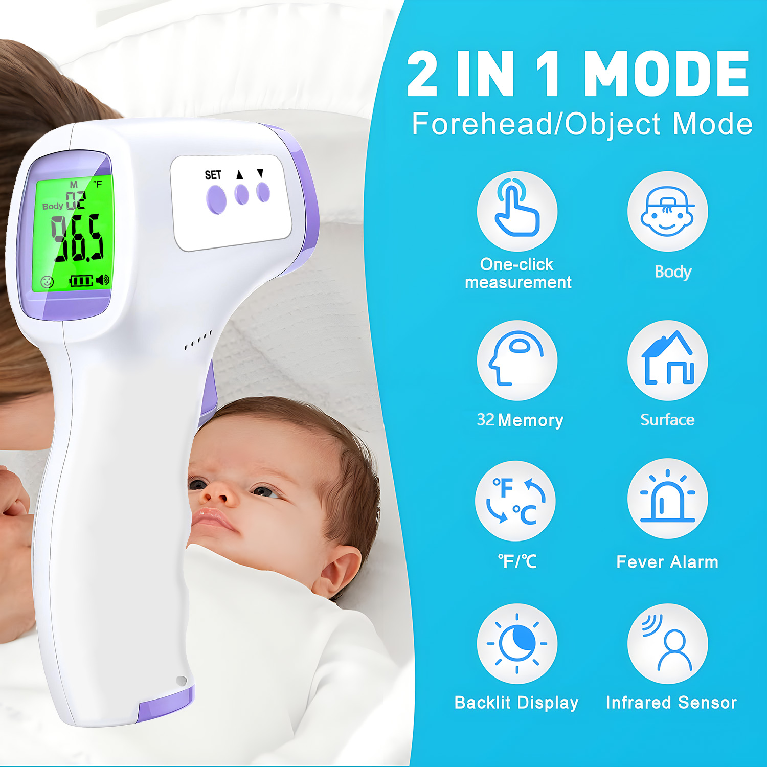 Digital Thermometer Infrared - デジタル温度計 赤外線非接触温度計 非接触額温度計 高精度医療用額温度計