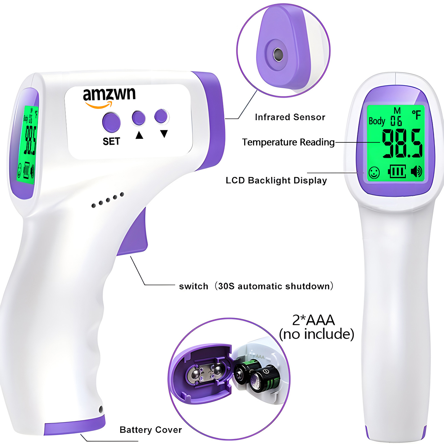 子供・大人用非接触式体温計 LEDデジタル発熱測定ツール 三 - Digital Thermometer Infrared のレビューと価格