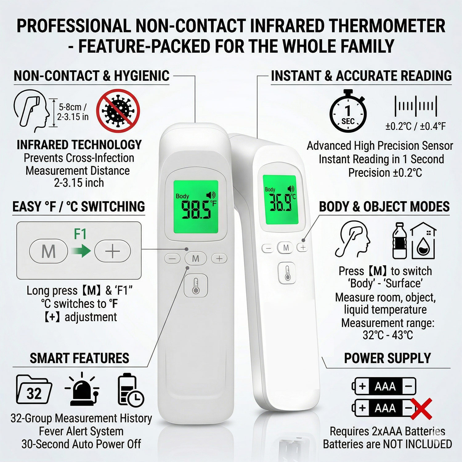 デジタル赤外線LCD額用医療用体温計、ポータブルネブライザー - Digital Thermometer Infrared のレビューと価格